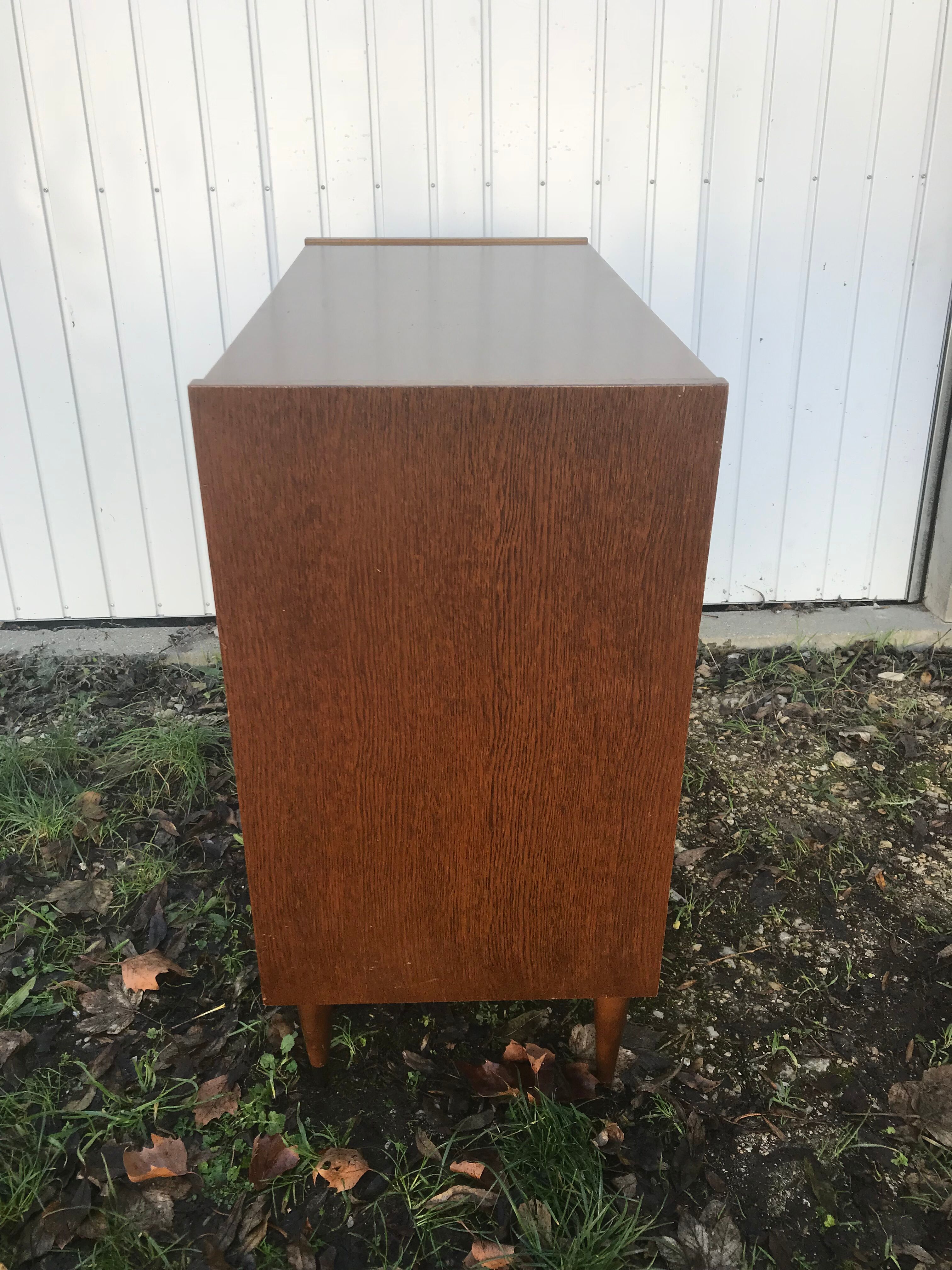 Old chest of drawers 4 drawers wood feet compass 70s vintage scandinavian