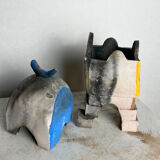 Surrealist box in painted terracotta