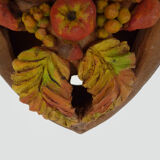 Corner wall lamp in terracotta with fruit decoration, signed D.Chadeau