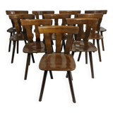 10 chaises de bistrot vintage en bois massif de chêne