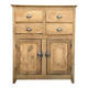 Parisian art deco sideboard in solid raw wood with pyrographed decorations, 1929