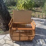 Vintage rattan toy chest