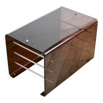 70s coffee table in smoked plexiglass