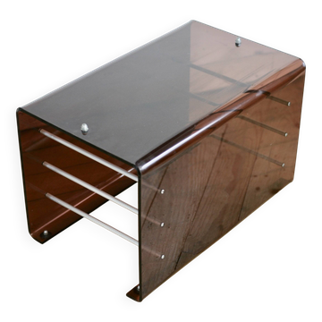 70s coffee table in smoked plexiglass