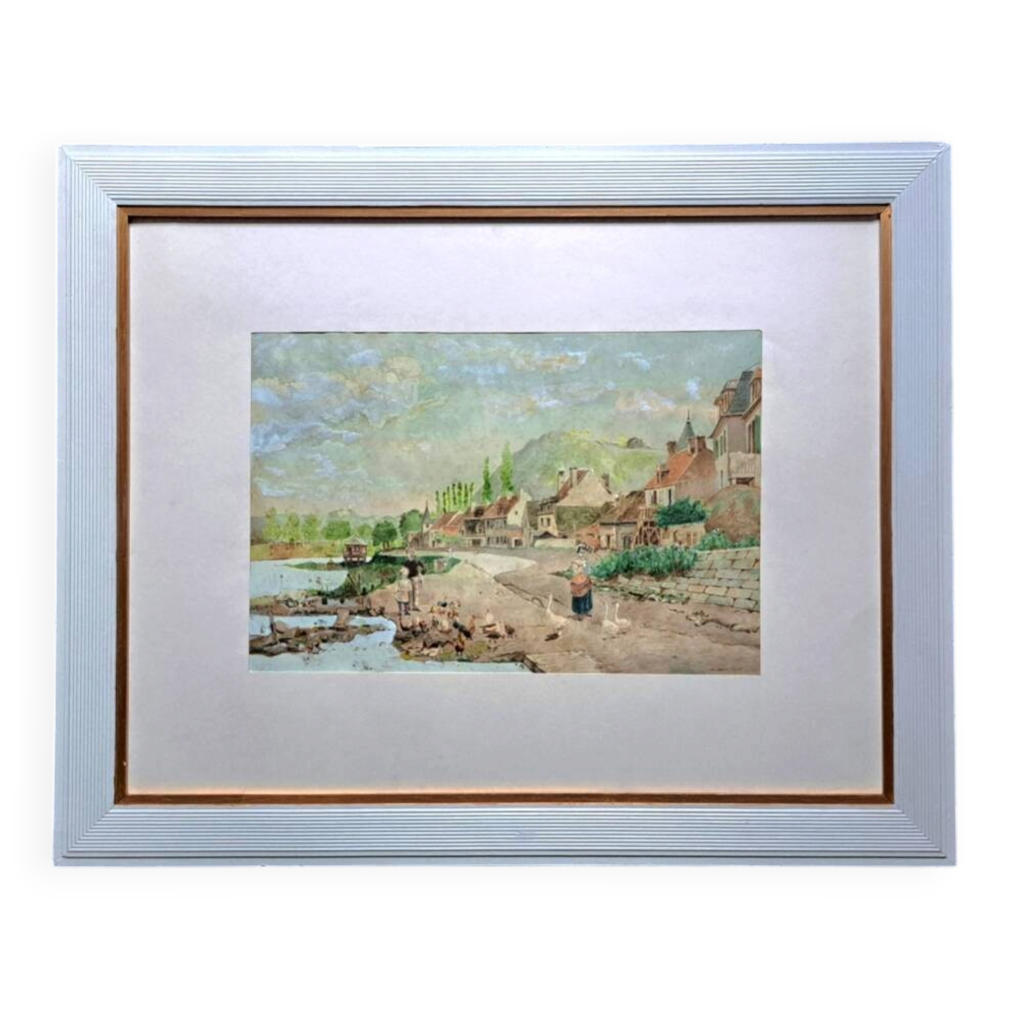 Tableau impressionniste - Aquarelle et gouache - École française vers 1900