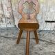 Vintage Brutalist Handmade Tripod Solid Wood Chair