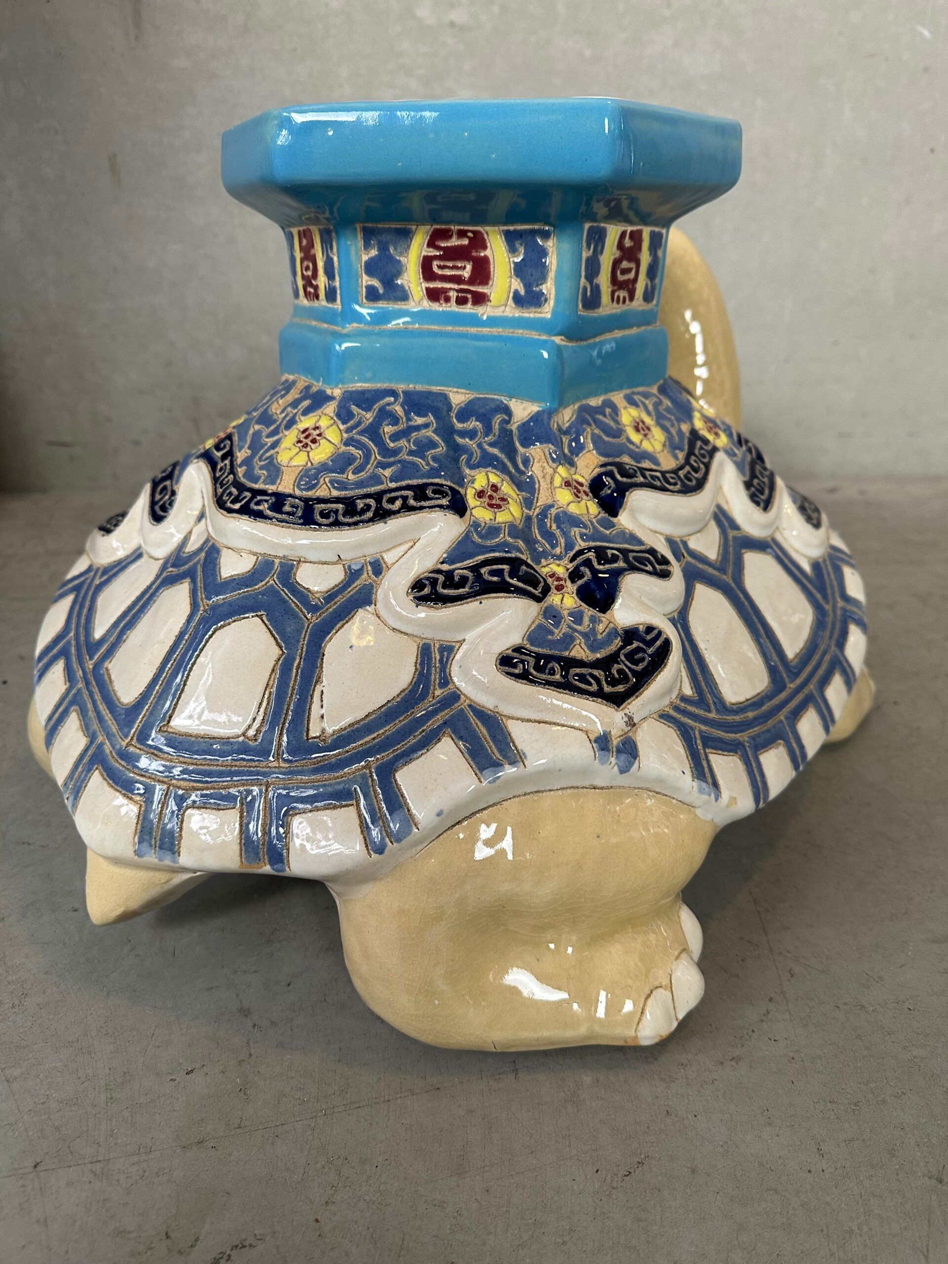 Support de plante en céramique vintage en forme de tortue