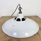 Industrial White Enamel Factory Pendant Lamp, 1960s