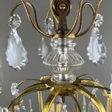 Lustre En Laiton Et Cristal, XXe Siècle