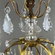 Lustre En Laiton Et Cristal, XXe Siècle