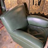 Paire de fauteuils Club cuir vert Poltrona Frau édition limitée