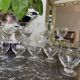 8  chiseled glass wine glasses 1960