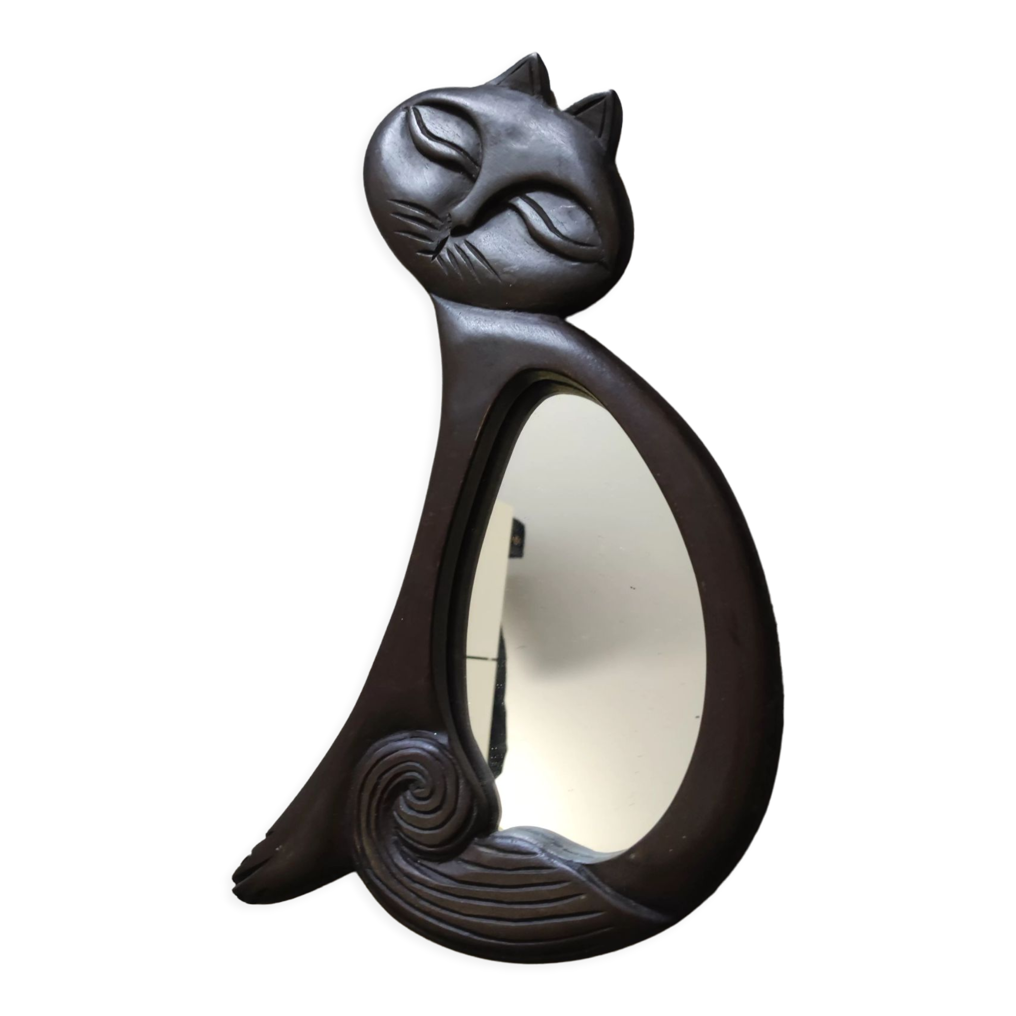 Mirror cat frame wood vintage