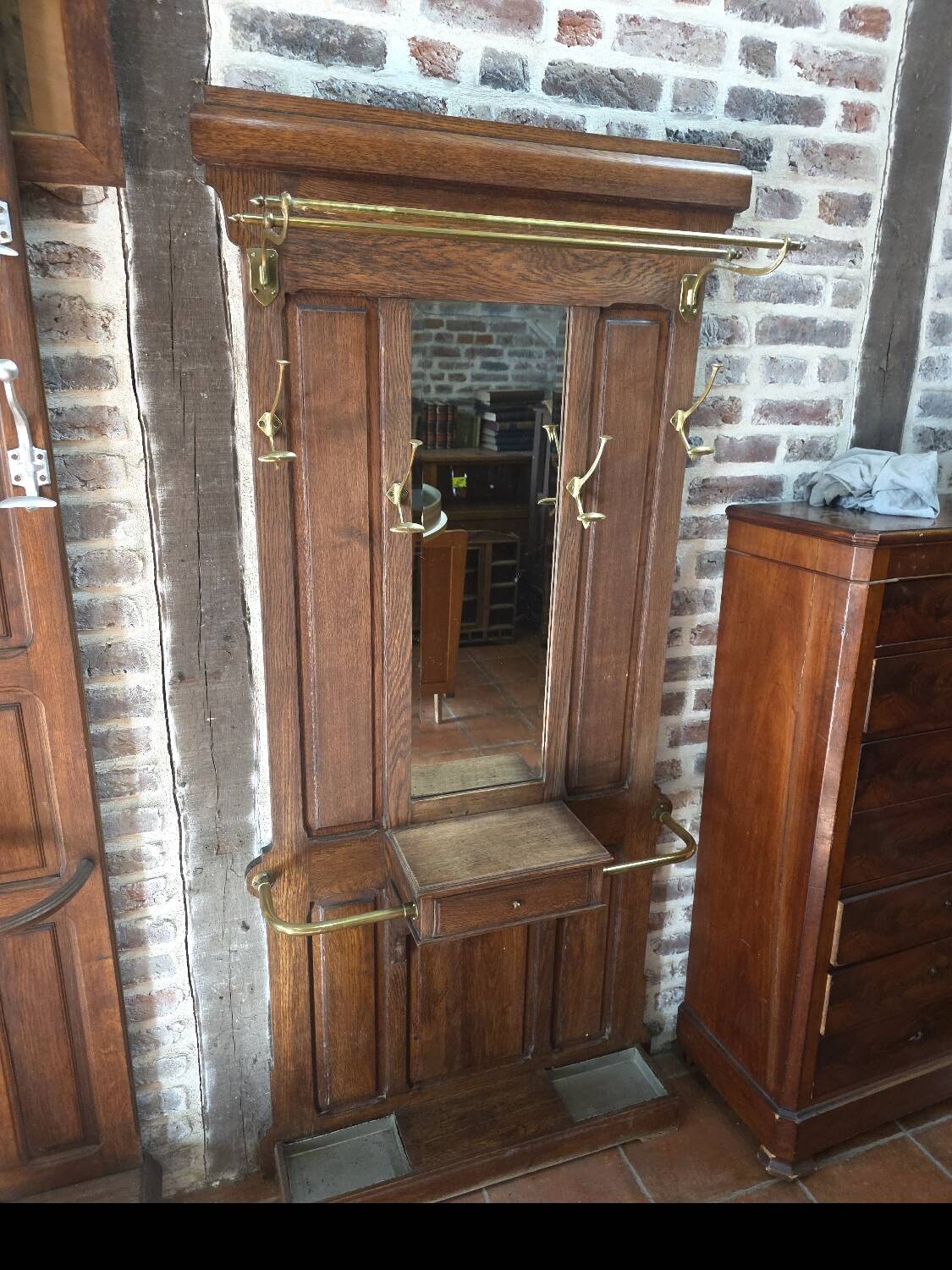 Vestiaire porte manteau ancien en chêne massif