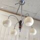 Art Deco chandelier with 4 lights in chrome metal and opaline globe - 1940s/50s