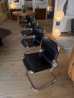 Leather and metal chairs, 1970s
