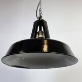 Industrial french black enamel pendant lamp from mazda, 1960s