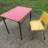 Child desk and vintage schoolboy chair
