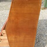 Vintage secretary desk, known as donkey's back, in cherry wood, Italian by Marelli & Fratelli.