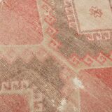 Tapis Couloir Vintage Turc, Rouge, Marron Fané & Crème Géométrique, 85x300