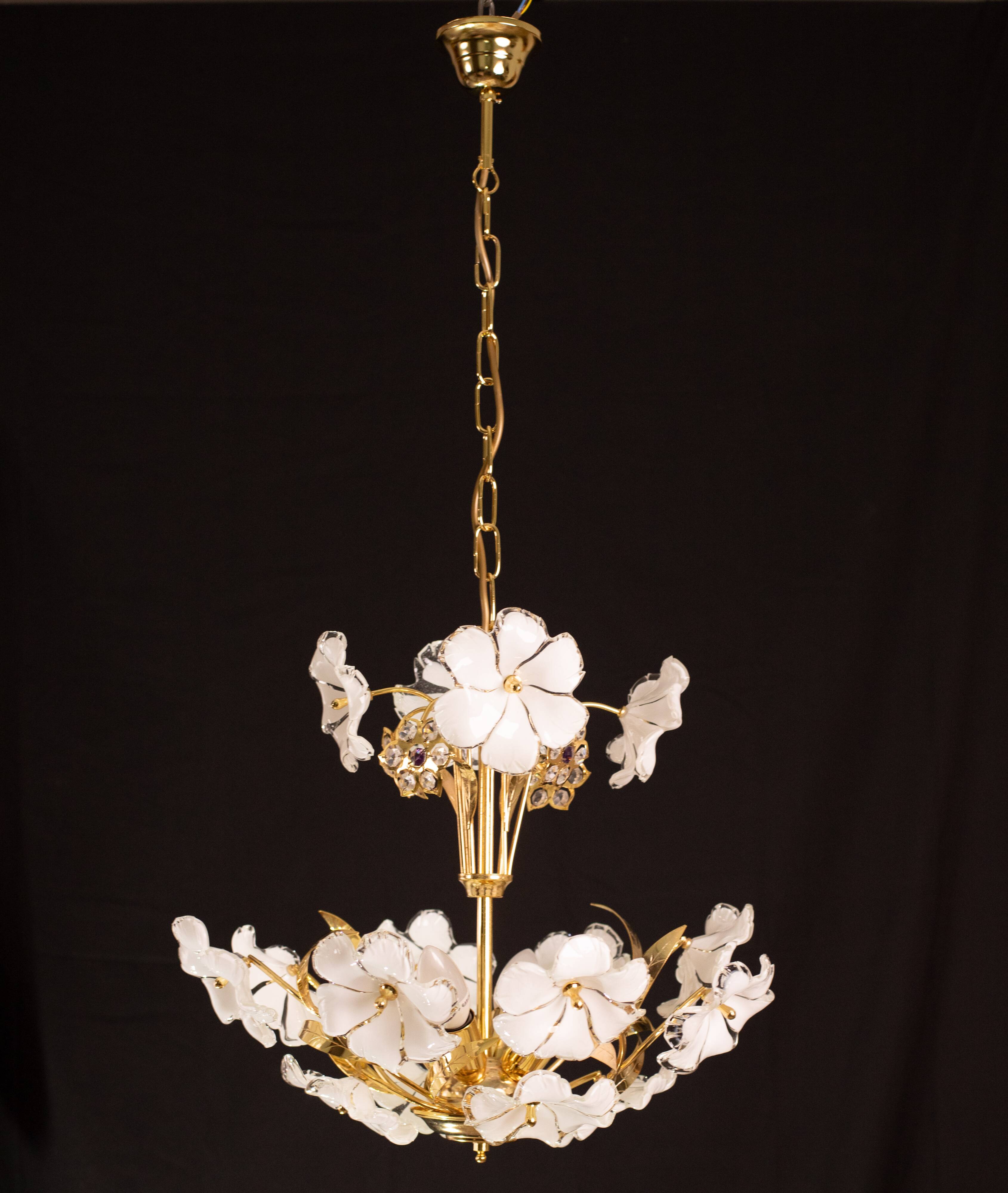 Charming Murano Candlestick White Flowers, 1970