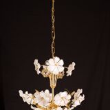 Charming Murano Candlestick White Flowers, 1970