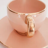 Cup pourer in pink and gold earthenware, vintage