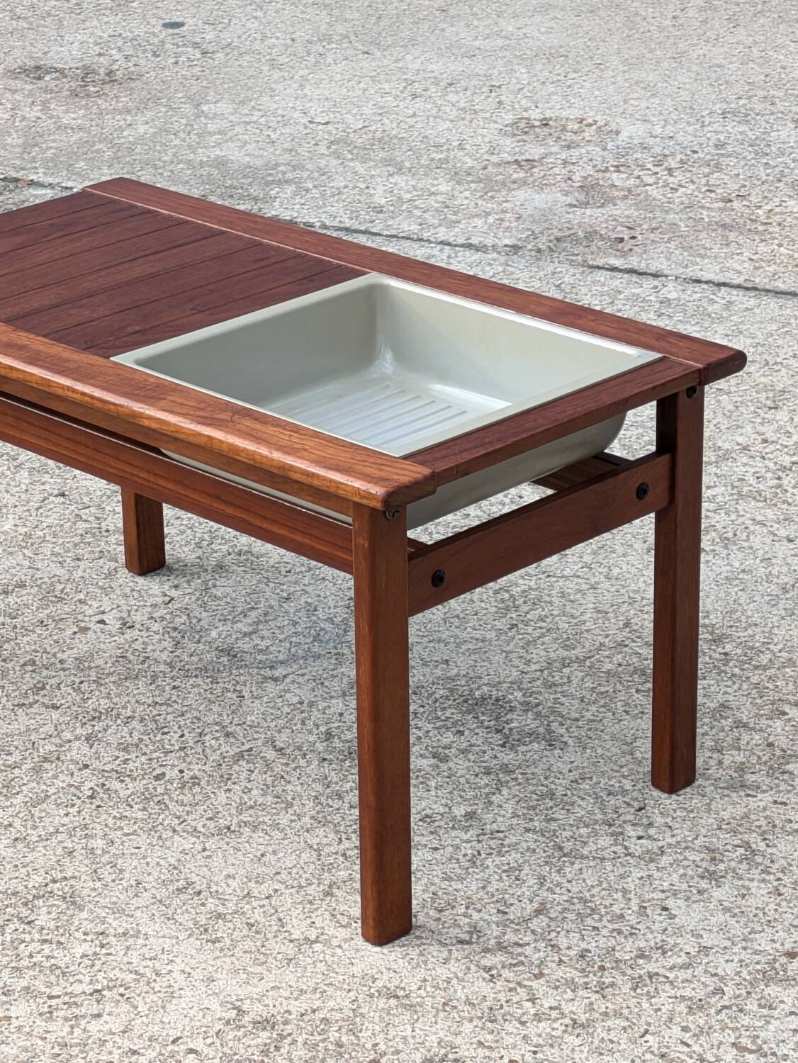 Vintage Scandinavian teak planter coffee table – 1960s