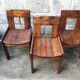 Set of 6 varnished pine chairs