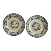 Gien bouquet of roses ironstone set of two small plates 1875