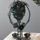 Set of three lamps in bronze and polychrome Murano glass, 20th century
