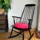 Vintage Scandinavian rocking chair in blackened wood from the 1970s