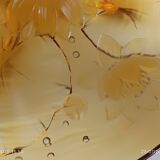 Verlys cup Water lily flowers amber molded pressed glass 60s