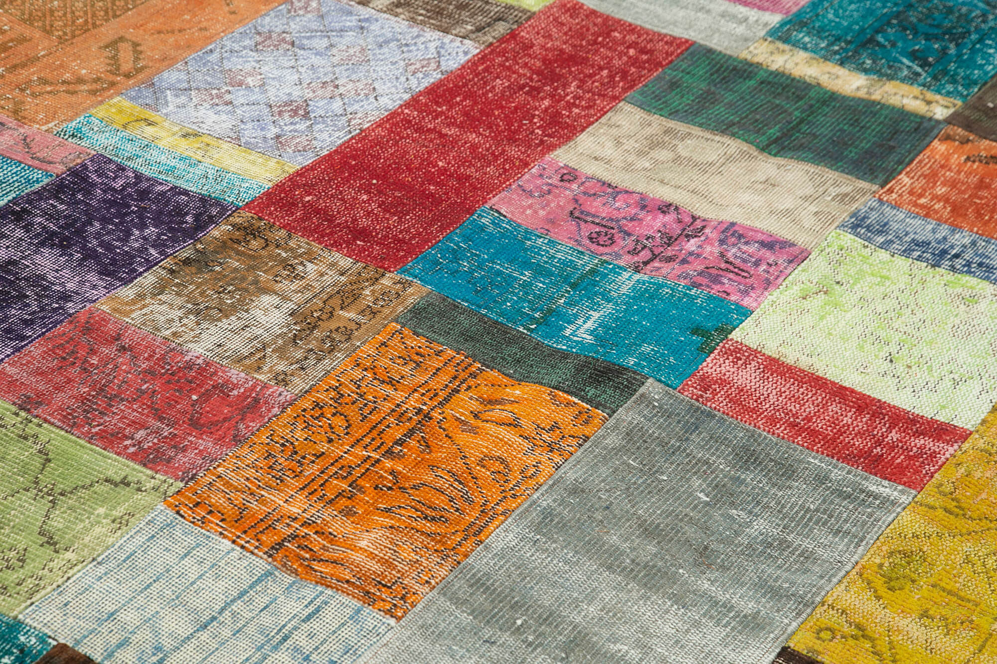 Handwoven Anatolian Contemporary 202 cm x 302 cm Multicolor Patchwork Rug