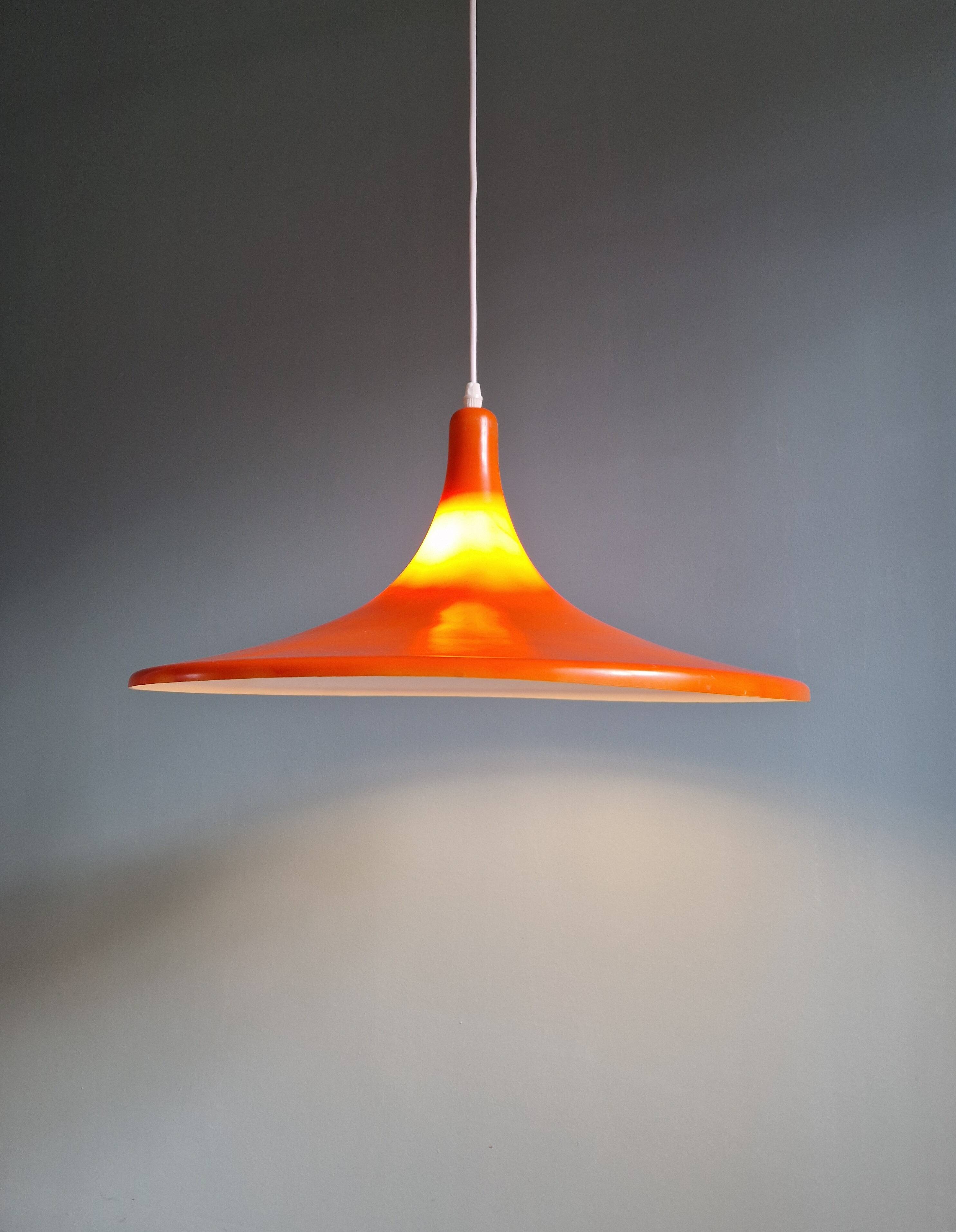 Large vintage orange plastic pendant light