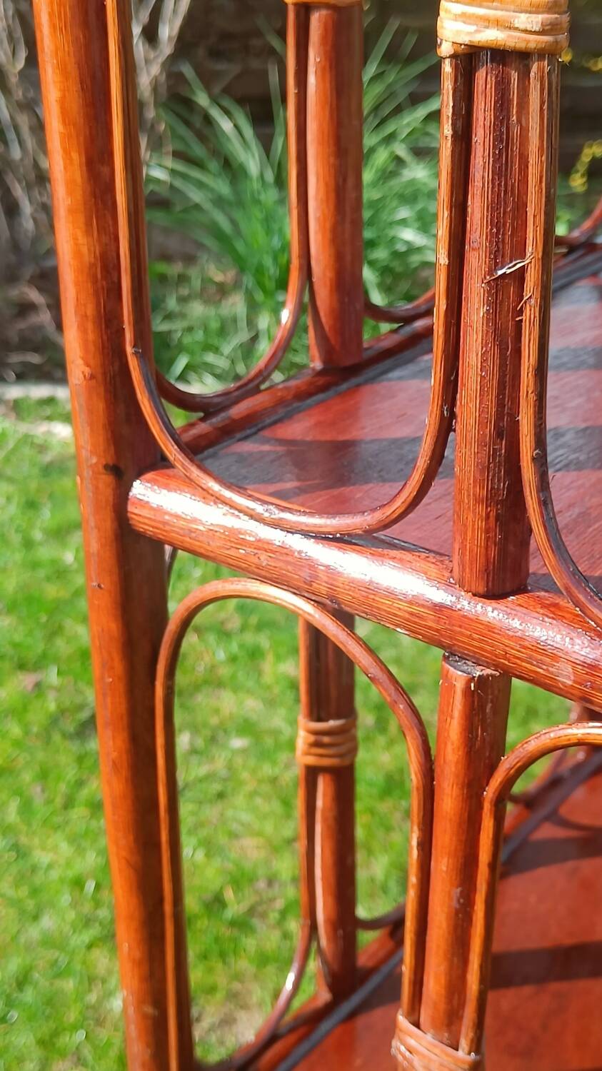 Library, vintage rattan shelves