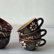 Lot of mismatched Alsatian pottery coffee cups