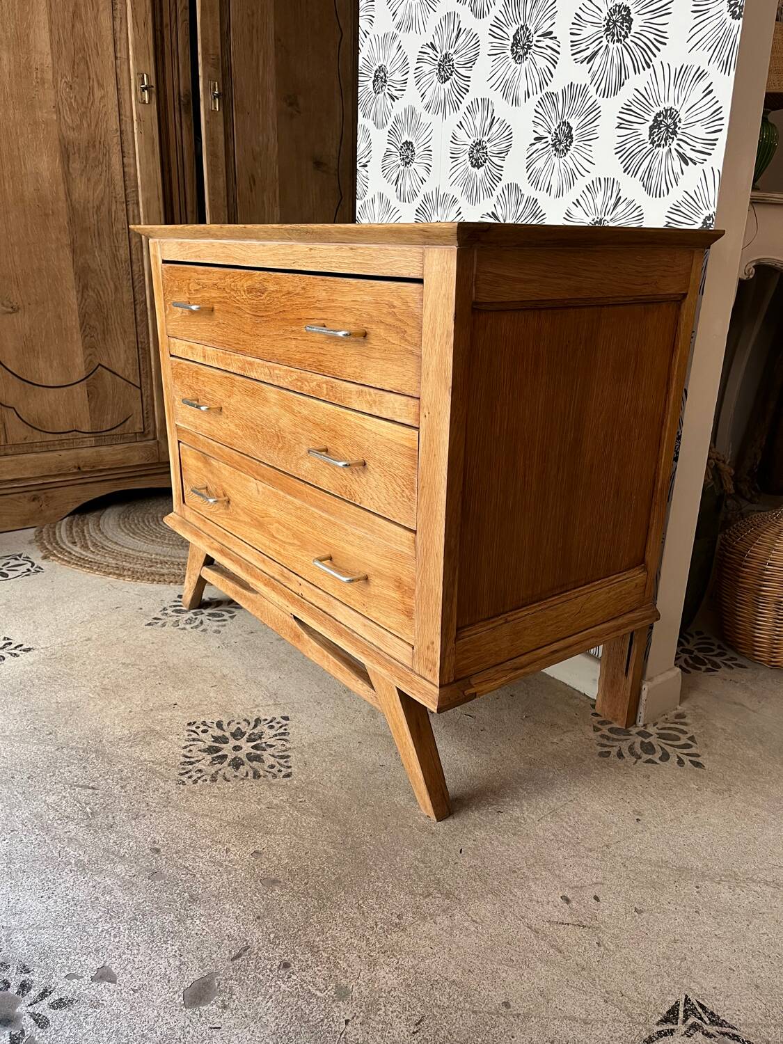 Commode Oscar bois et noir années 50-70 style scandinave