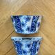 Pair of ceramic flower pots - flower picks with blue floral motifs