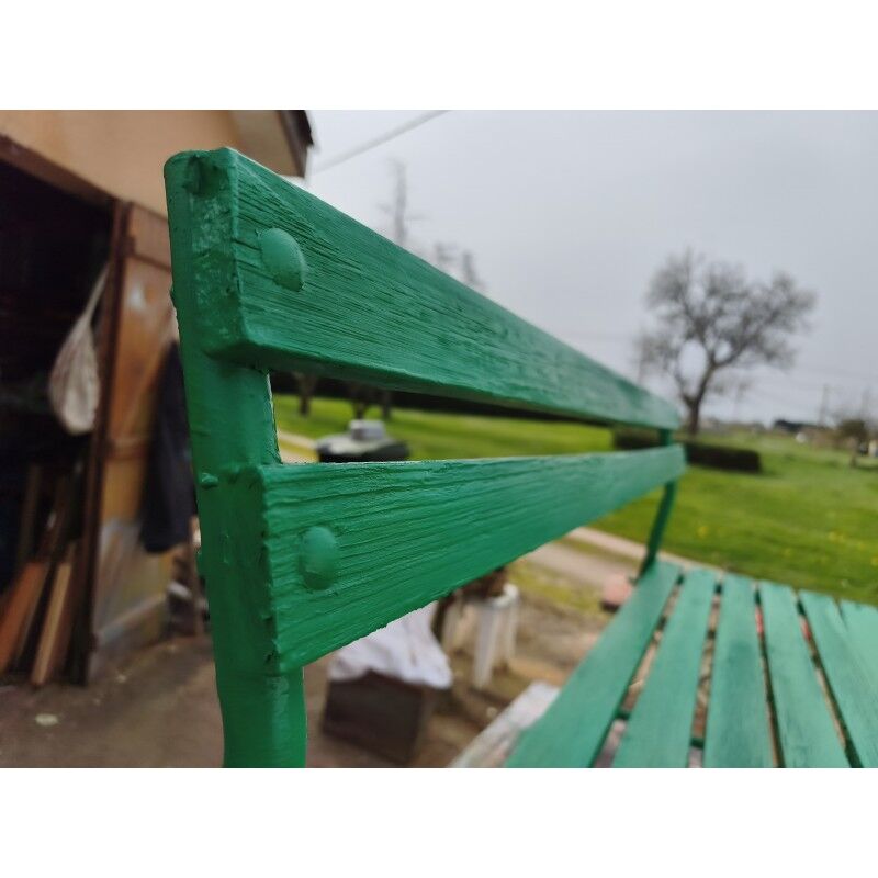 Banc des années 50 en fer et bois