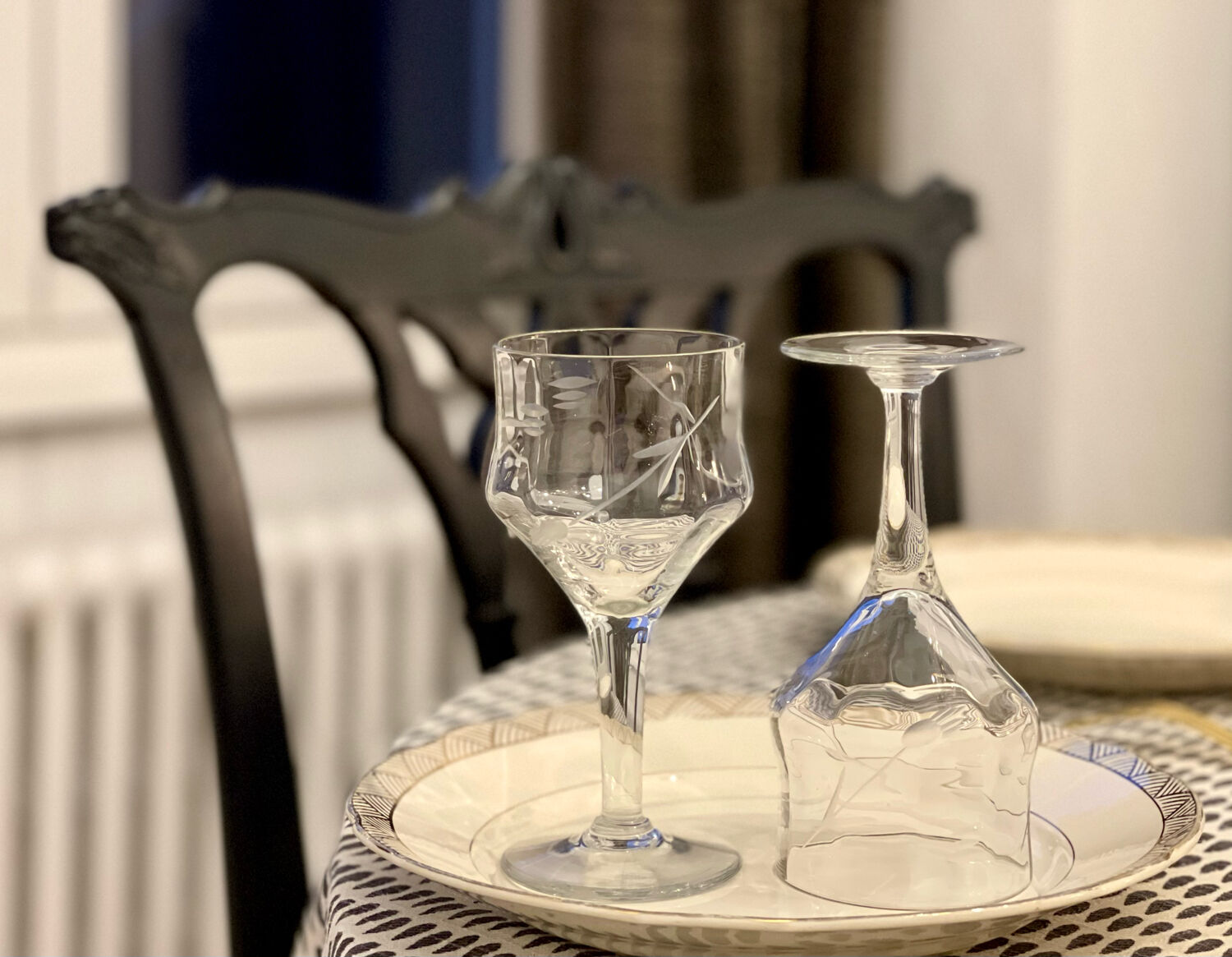 6 antique crystal glasses