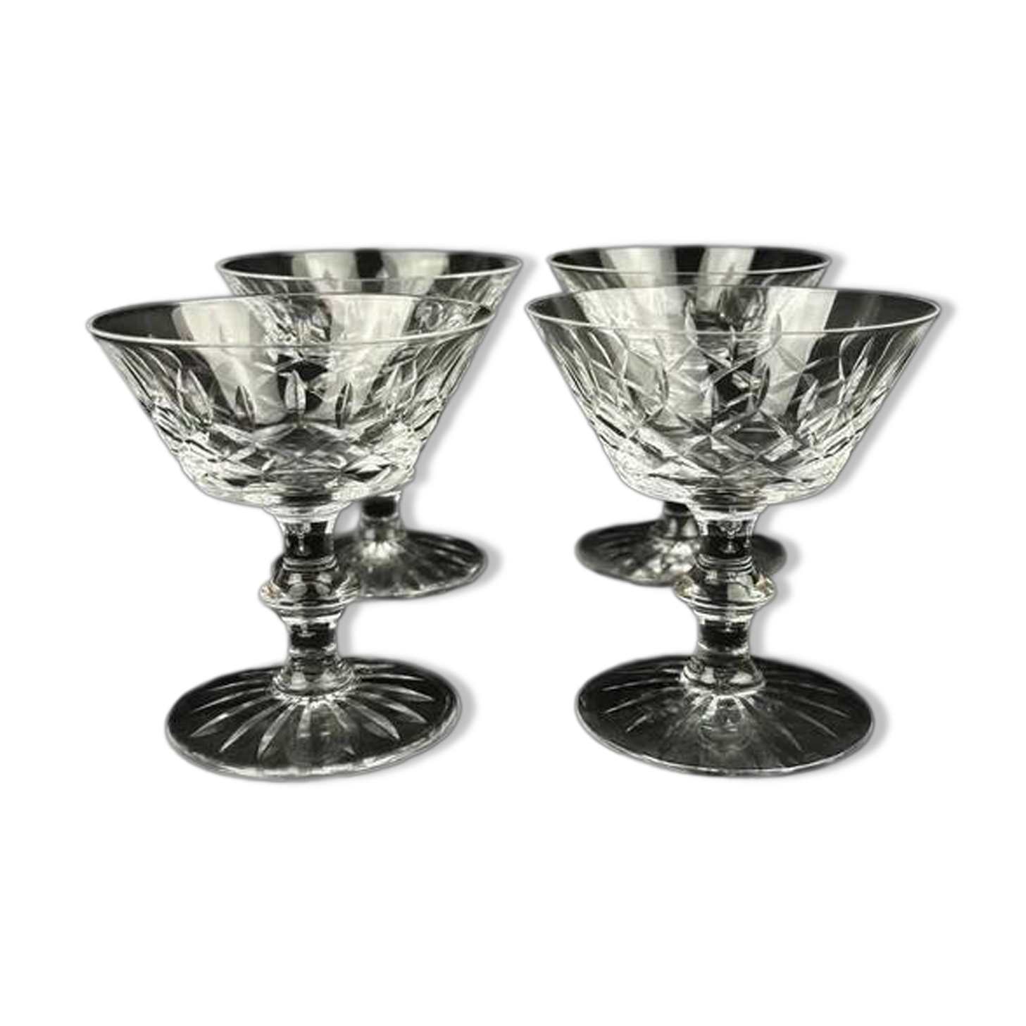 Set of 4 cut crystal bowls from Lorraine, 10.5 cm