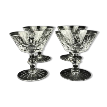 4 coupes en cristal taillé de Lorraine