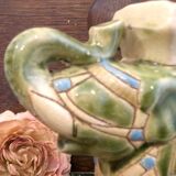 Small green ceramic elephant vase