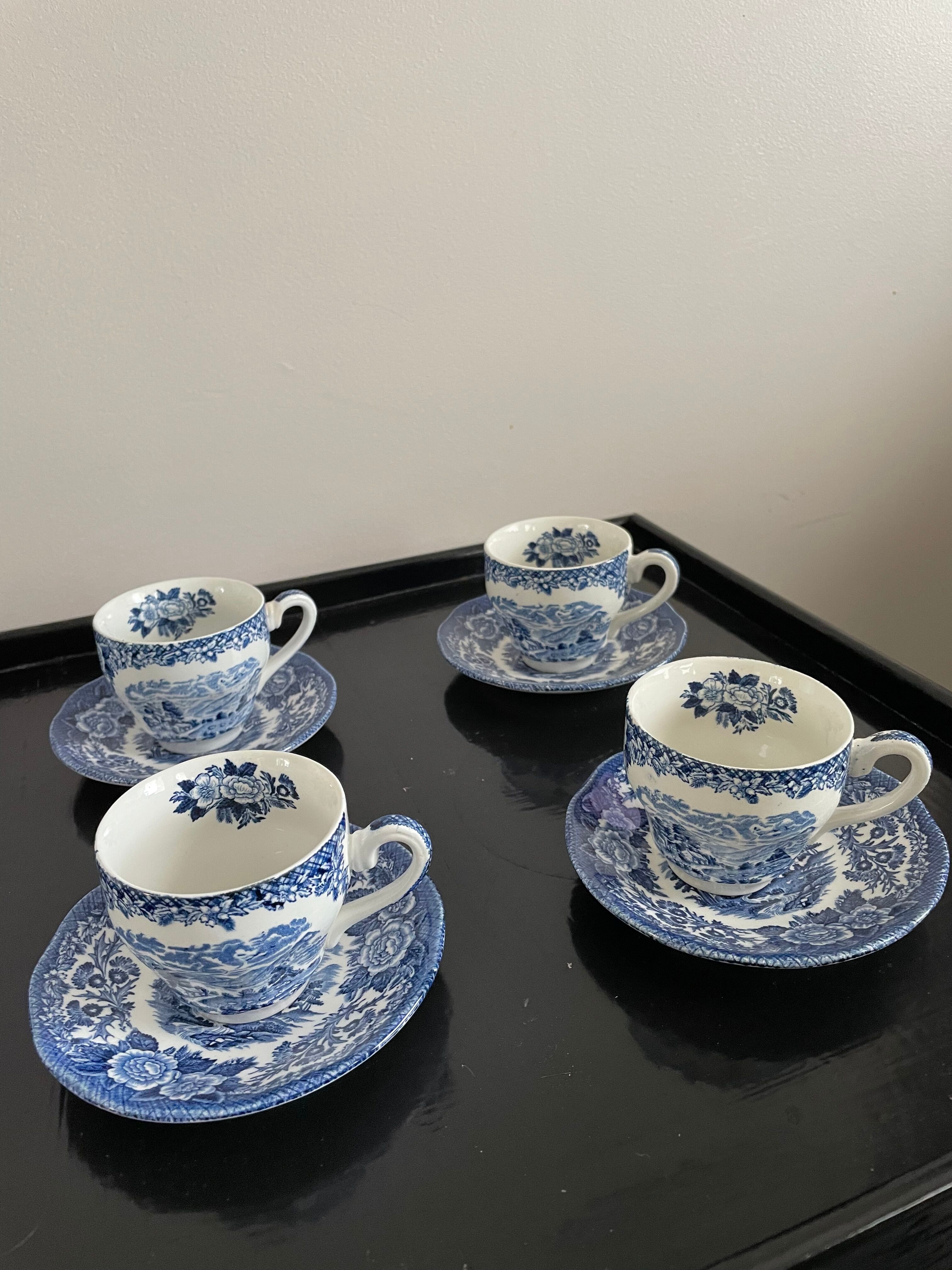 4 cups and under cups in English porcelain