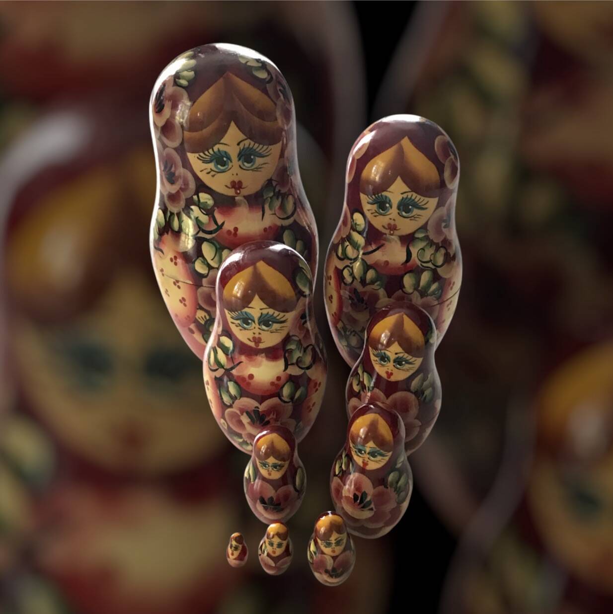 Russian Matryoshka Dolls Set of 9 Traditional