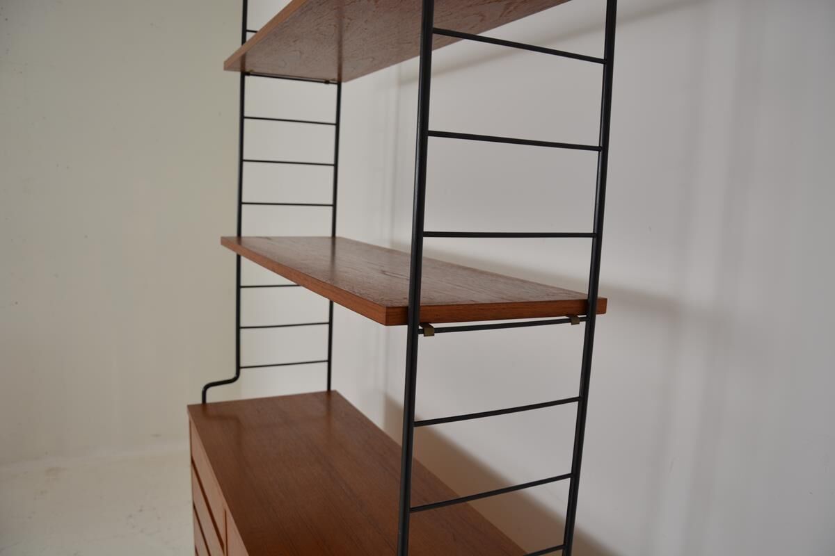 Vintage freestanding teak shelf