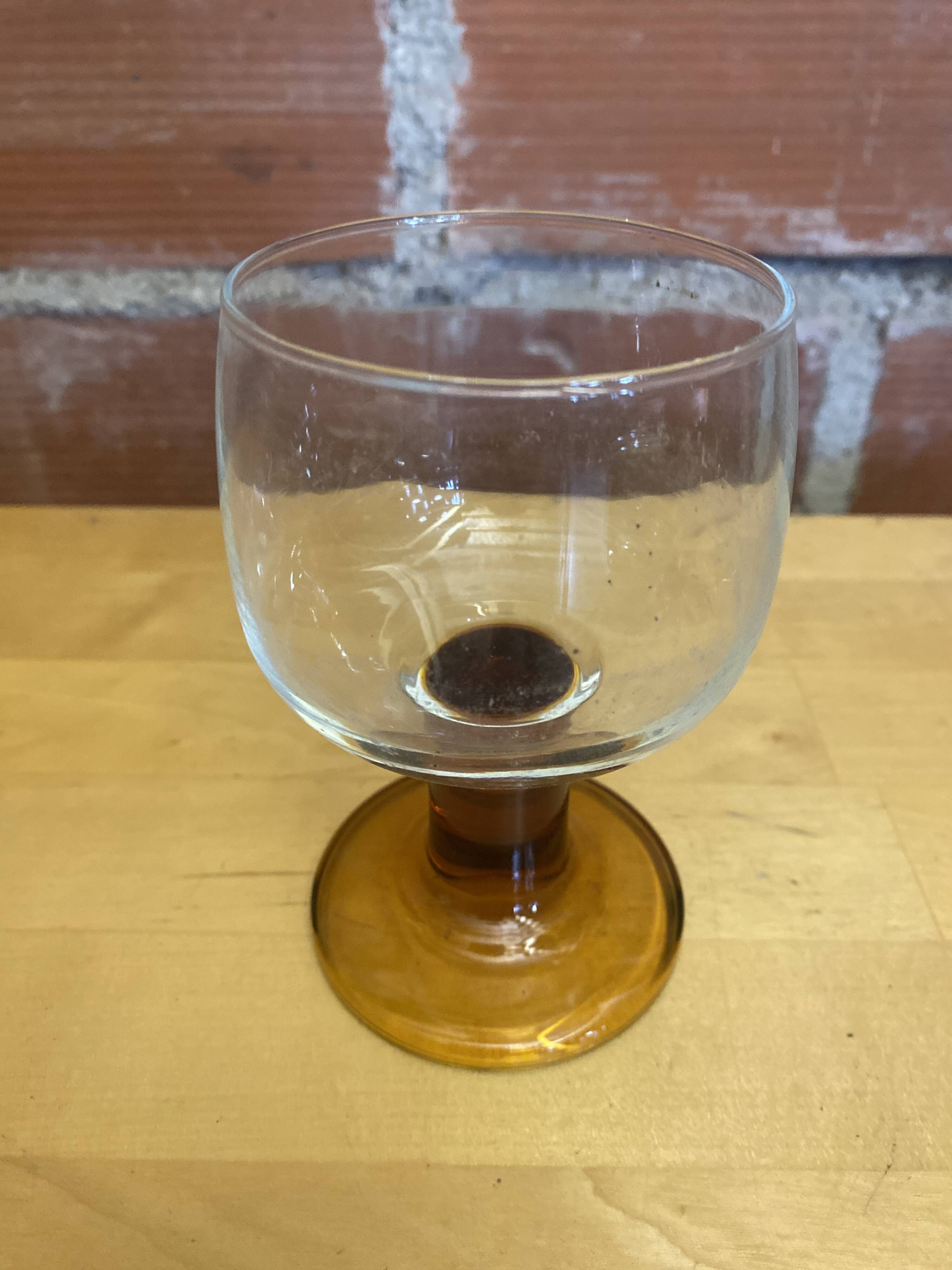 Set of 6 luminarc stemmed glasses transparent & amber vintage #e00