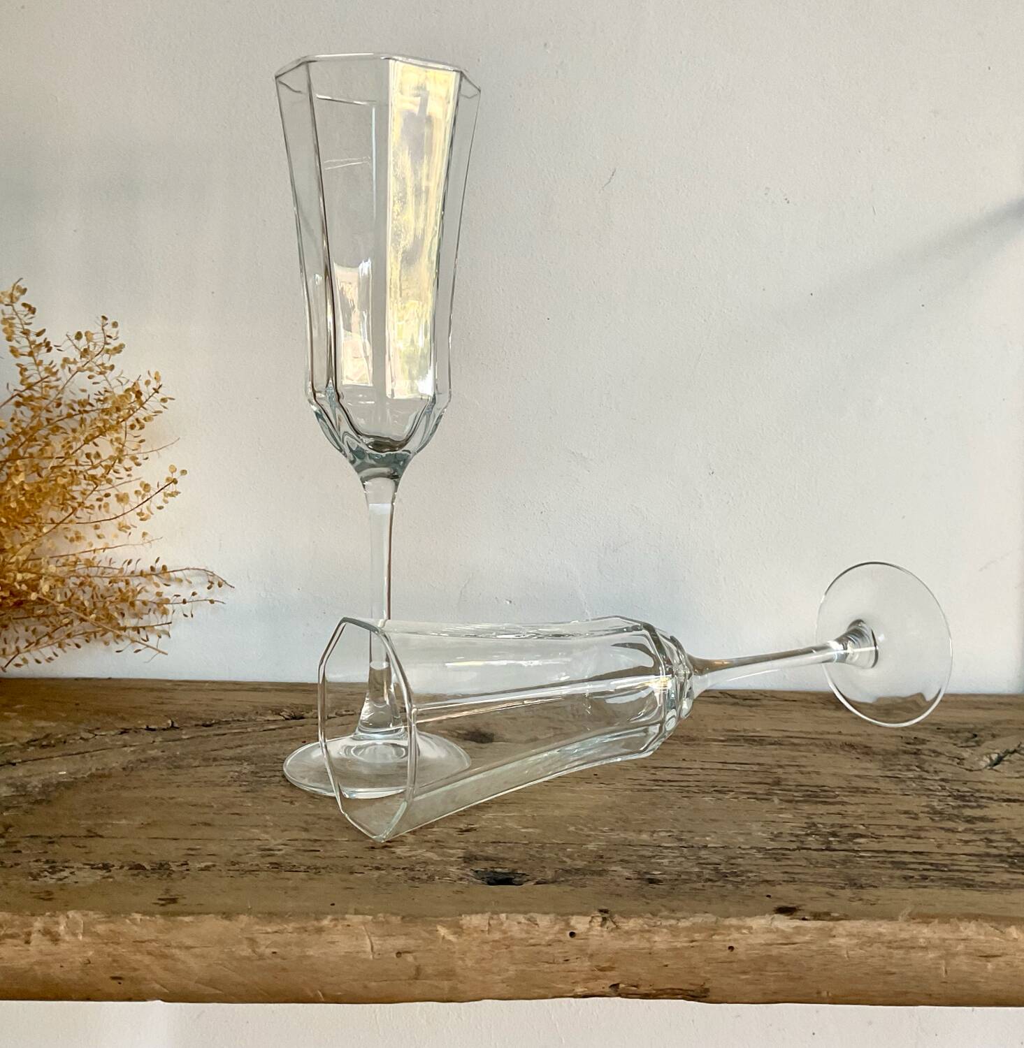 4 flûtes à champagne «octime » LUMINARC France vintage 