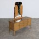 Coiffeuse en bois, laiton et verre, Suède années 1960